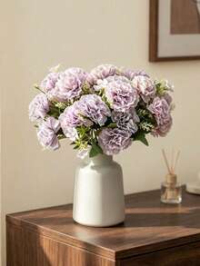 Cirelle 1pc Artificial Carnation Flower, Faux Silk Carnations Floral Arrangement With Greenery Stem For Home Office Table Decor & Wedding Centerpiece - Multicolor - View 1