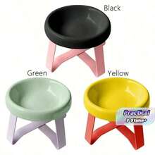 1pc Ufo-Shaped Cat Bowl - 2-In-1 Food And Water Tray, Ufo Stand Protects Neck, Anti-Spill, Anti-Slip, Suitable For Kittens, Puppies, And Small Pet Feeding And Drinking - Multicolor - View 1