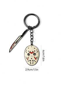 WB Horror X SHEIN Fashion Cool Zinc Alloy Three-Dimensional Mask Keychain Bag Pendant Pendant Commemorative Collection Gift Retro - Multicolor - View 4