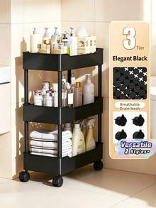 1Pc Small Cart With Seam Storage Rack, Movable Floor Small Cart, Multi-Layer Kitchen, Vegetable, Bathroom, Narrow Edge Storage Rack. - Multicolor - View 1