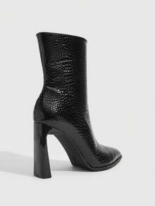 CUCCOO SZL New Small Square Toe Mid-Heel Black Jindian Thin Commuting Atmosphere Ankle Boots Fall Boots - Black - View 3