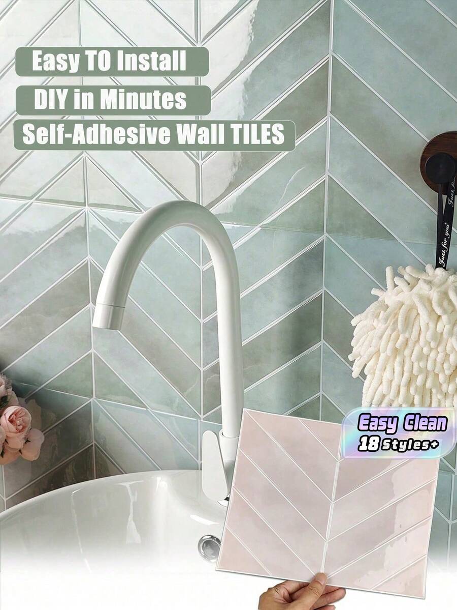 1/10 /20PCS Waterproof Modern Geometric Herringbone Pattern 3D Textured Wall Panels DIY Tiles,Modern Honeycomb Wall Decals,Removable Self Adhesive Wall Tile Sticker Kitchen Bathroom Backsplash For Festival Layout