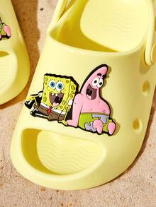 SpongeBob SquarePants | SHEIN 可愛卡通兒童拖鞋，適合幼兒與兒童，EVA材質，適用於居家浴室、游泳池、海灘等 - 黃色 - 查看 3