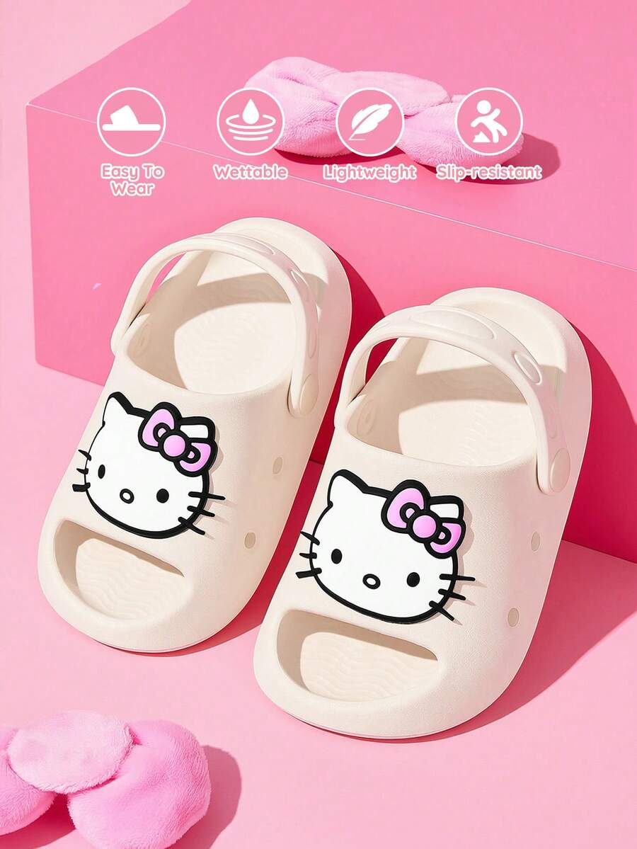 HELLO KITTY AND FRIENDS | SHEIN 可愛卡通兒童拖鞋,適合幼兒與兒童,EVA材質,適用於居家、浴室、游泳池、海灘等 - 米色 - 查看 1