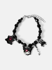 HELLO KITTY AND FRIENDS | SHEIN New Creative Cartoon Pattern Printed Beaded Bracelet, IP Joint Design, Lovely Personality, Simple And Generous, Can Also Be Used As Accessories, Suita - Silver - View 4