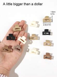 BestieMix 30pcs Maillard Style Milk Coffee Color Mini Square Hair Claws Matte Simple Daily Fragmented Hair Bangs Hair Accessories - Multicolor - View 6