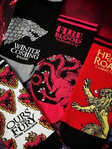 Game of Thrones X SHEIN 4 Pasang Kaos Kaki Wanita Motif Naga - Warna campuran - View 3