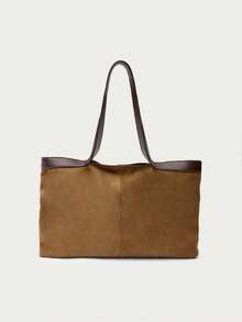 Nöista Suede Tote Bag With Sculptural Folds, Wide Leather Handles And A Soft, Relaxed Silhouette. - Brown - View 4