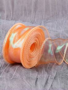 Gradient Iridescent Sheer Organza Ribbon Rolls, 4cm Width, About 9 Meters Per Roll, Shiny Transparent Chiffon Wavy Edge Ribbons For Gift Packaging, Floral Bouquet, Bow Making, Wedding DIY Decor - multicolor - View 17