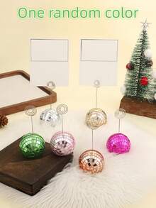 1/10PCS Multi Color Shiny Disco Ball Business Card Holder Display Rack Photo Holder Desktop Mirror Ball Number Stand For Wedding Party Christmas New Year Celebration Table Decor Home Office Ornament Gift Idea - multicolor - View 14