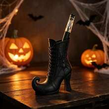 Gothic Witch Boot With Spider Web 3D Printed Design, Adult Office Desk Decoration Storage Box, Creative Halloween Gift, Vintage Makeup Brush Storage Box. Desk Accessories, Back-To-School Gift. - Multi-style - View 5