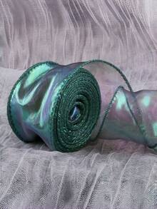 Gradient Iridescent Sheer Organza Ribbon Rolls, 4cm Width, About 9 Meters Per Roll, Shiny Transparent Chiffon Wavy Edge Ribbons For Gift Packaging, Floral Bouquet, Bow Making, Wedding DIY Decor - multicolor - View 14