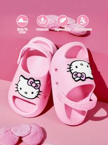 HELLO KITTY AND FRIENDS | SHEIN نعال أطفال كرتونية لطيفة، مناسبة للأطفال الصغار والأطفال، مادة EVA، مناسبة للحمامات المنزلية وحمامات السباحة والشواطئ وغيرها - وردي - مشاهدة 5
