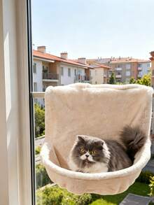 1 Cat Bedside Hammock, Bedside Cat Bed Hanging Bed, Plush Pet Bed, Removable And Washable For All Seasons, No Need To Drill Holes For Stable Installation, Small Cat Dog Soft Cushions For Warmth, Cat Bed Portable And Easy To Clean - F - View 7