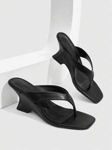 CUCCOO SZL Ladies Square Toe Elegant Fashion Vacation Wedge Sandals - Black - View 1