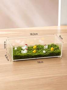 Haus Hana 1pc Square Ultra-Clear Plastic Fish Tank, Imitation Glass Aquarium, Mini Tank For Betta & Shrimp, Creative Desktop Decor - multicolor - View 12
