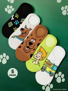 SCOOBY-DOO X SHEIN 5雙柔軟薄款透氣隱形襪 吸濕排汗低筒隱形襪 - 雜色 - 查看 2