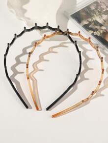 BestieMix 1-Piece Set Of Wave Melad Jelly Bright Black Amber Hair Hoops, Versatile For Breaking Hair And Organizing Commuting Daily Hair Bands - Multicolor - View 3
