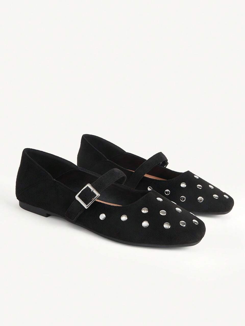 CUCCOO CHICEST New Casual And Comfortable, Imitation Suede Surface, Rivet Decoration, Generous Head Design, Buckle, Women's Flat Shoes