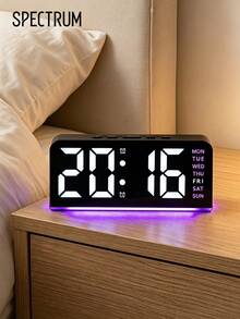 1pc Digital Alarm Clock, LED Digital Clock With Ambient Light, 4 Levels Brightness Adjustable, With Day/Date/Temperature, 12/24H, Dual Alarm & Snooze Function, Bedside Desk Table Clock, For Office Bedroom Home Decor(Batteries Not Included) - 1PC - View 1