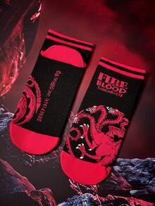 Game of Thrones X SHEIN 4 Pasang Kaos Kaki Wanita Motif Naga - Warna campuran - View 8