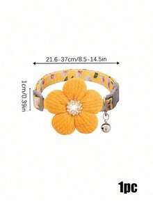 PETSIN 1PC Spring Floral Pet Collar - Soft Cotton Fabric With Daisy Print, 3D Knitted Flower With Rhinestone Accent, Adjustable Quick-Release Buckle With Bell, Fresh Cottagecore Aesthetic, Perfect For Picnics Outdoor Walks, Fits Small Dogs Cats - Multicolor - View 15
