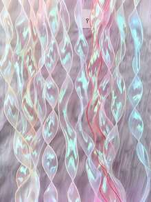 Gradient Iridescent Sheer Organza Ribbon Rolls, 4cm Width, About 9 Meters Per Roll, Shiny Transparent Chiffon Wavy Edge Ribbons For Gift Packaging, Floral Bouquet, Bow Making, Wedding DIY Decor - multicolor - View 5