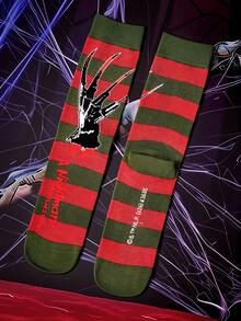 A Nightmare on Elm Street X SHEIN 1雙女款中筒襪，保暖舒適，適合日常穿著 - 混色 - 查看 4