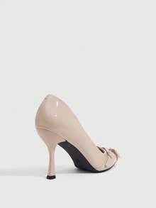 CUCCOO SZL Women's Shoes Fashion PU Material Pointed Stiletto High Heels, Simple Glossy Design, Suitable For Commuting Dating Parties - Apricot - View 3