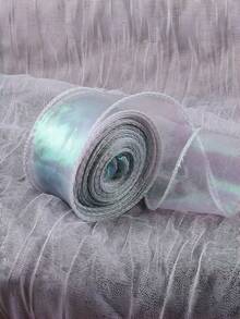 Gradient Iridescent Sheer Organza Ribbon Rolls, 4cm Width, About 9 Meters Per Roll, Shiny Transparent Chiffon Wavy Edge Ribbons For Gift Packaging, Floral Bouquet, Bow Making, Wedding DIY Decor - multicolor - View 12