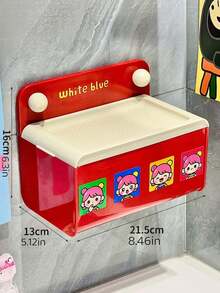 1PC Cream Color Cartoon Wall Mounted No Drill Tissue Box Holder Facial Towel Storage Rack Multipurpose Organizer For Bathroom Toilet Washroom Home Decor Space Saving - Multicolor - View 9