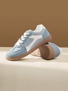 CUCCOO EASI Women's Flat Shoes Lace-Up Round Toe Casual Versatile Sneakers - sky blue - View 8