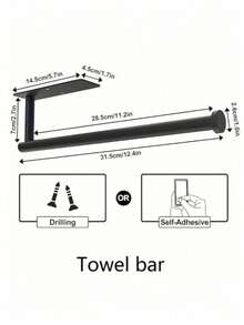 1 Minimalist Black Wall-Mounted Toilet Paper Holder, Stainless Steel Multi-Functional Phone Stand, Suitable For Bathroom And Autumn Decor - Black - View 11
