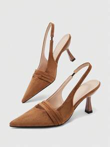 CUCCOO BIZCHIC Women's Pointed Toe Pumps, Versatile High Heels For Commuting And Daily Wear - Brown suede - View 3