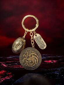 Game of Thrones X SHEIN Fashion Zinc Alloy Keychain Bag Pendant Pendant Commemorative Collection Gift Retro Gold - Multicolor - View 1