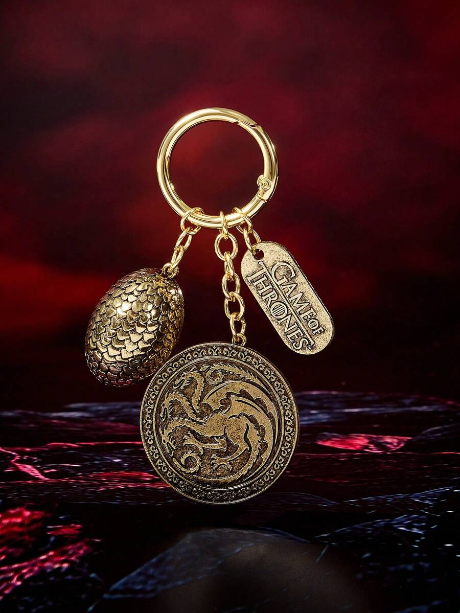Game of Thrones X SHEIN Fashion Zinc Alloy Keychain Bag Pendant Pendant Commemorative Collection Gift Retro Gold - Multicolor - View 1