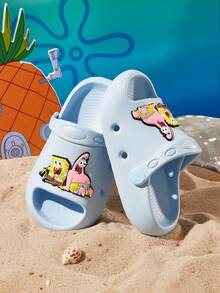SpongeBob SquarePants | SHEIN 可愛卡通兒童拖鞋，適合幼兒與兒童，EVA材質，適用於居家浴室、游泳池、海灘等 - 淺藍色 - 查看 8