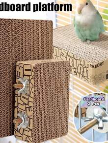 1/2 Pcs Parrot Chewing Platform Toy, Cardboard Cage Accessory, Bird Supplies & Accessories, Pet Bird Gear, Bird Perch Accessory, Budgie Cage Accessory, Toy & Entertainment Supply - A+B - View 1