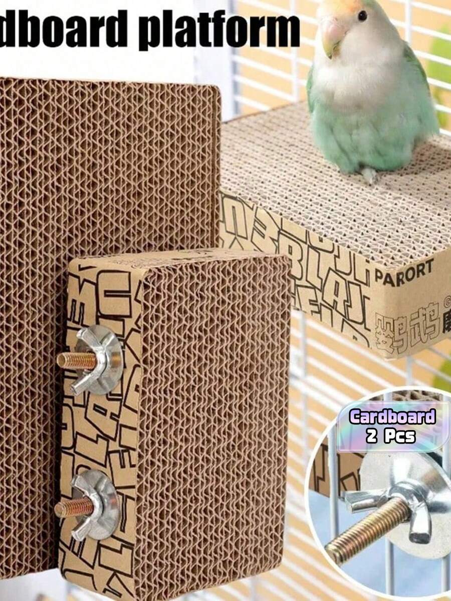1/2 Pcs Parrot Chewing Platform Toy, Cardboard Cage Accessory, Bird Supplies & Accessories, Pet Bird Gear, Bird Perch Accessory, Budgie Cage Accessory, Toy & Entertainment Supply - A+B - View 1