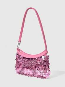 ROMWE Ladies Fashion Elegant Exquisite Classic Colored Sequins Rhinestone Shoulder Bag, Dinner Bag, Party Dating Banquet Wedding Ball Night Club - Pink - View 2