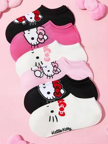 HELLO KITTY AND FRIENDS | SHEIN 6雙女款透氣柔軟船襪隱形襪，襪頭與後跟加強耐磨，四季皆可穿著 - 彩色 - 查看 6