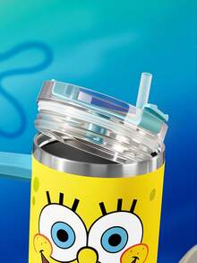 SpongeBob SquarePants | SHEIN 1200ml / 40oz 不鏽鋼保冷水壺，附吸管，適用於熱水與冷飲 - 黃色 - 查看 5