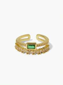 Vandermere 1 Piece Of Stylish And Versatile Temperament Design Forest-Style Emerald Green Personality Double-Layer Ring - Multicolor - View 1