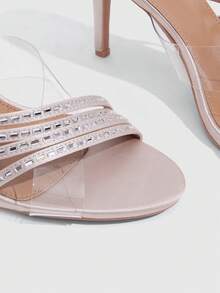 CUCCOO SZL Women's High-Heeled Sandals. Light Luxury Rhinestone Straps, Banquet Style Open-Toed Women's Shoes - Baby Pink - View 5
