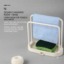 1/2 Pcs Kitchen Sink Organizer, Drain Tray, Sponge & Rag Holder, Countertop Brush & Scrubber Storage Solution, Space-Saving Multi-Function Sink Caddy, Black - One Size Fits All - View 7