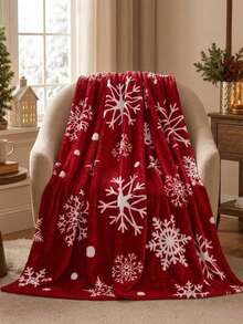 Cirelle Christmas Red Snowflake Blanket, Soft Plush Fleece Flannel Bed Throw, Cozy Warm Winter Holiday Blanket For Bed, Couch & Sofa - Red - View 2