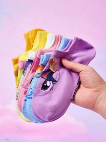 My Little Pony X SHEIN 6雙女款柔軟薄款透氣隱形襪 吸濕排汗低筒隱形襪 - 雜色 - 查看 3