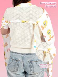 LOONEY TUNES X SHEIN 1 Cartoon Cute Printed Mother Nursing Gown, Go Out Baby Carriage Cover, Soft And Comfortable For Daily Use In All Seasons - Multicolor - View 4