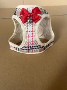 Khaki Pet Harness And Leash Set Featuring A Red Bow ; An Adjustable, Escape-Proof Vest-Style Harness That Is Soft And Comfortable. Suitable For Small To Medium-Sized Kittens And Puppies, This Makes For A Cute Accessory For Daily Outdoor Walks. - Multicolor - View 8