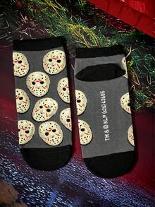 WB Horror X SHEIN 2 Pairs Of Cartoon Pattern Women's Socks - color mixing - View 7